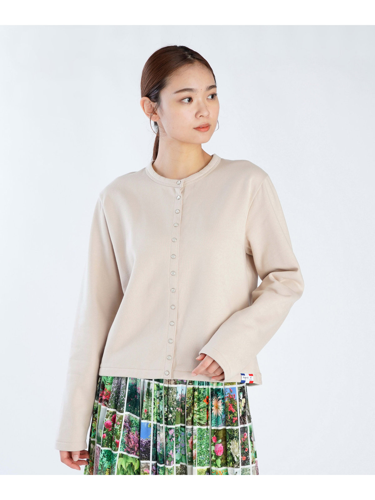 FEMME ウィメンズ コットン メルトン カーディガンプレッション [Made in France] ベージュ