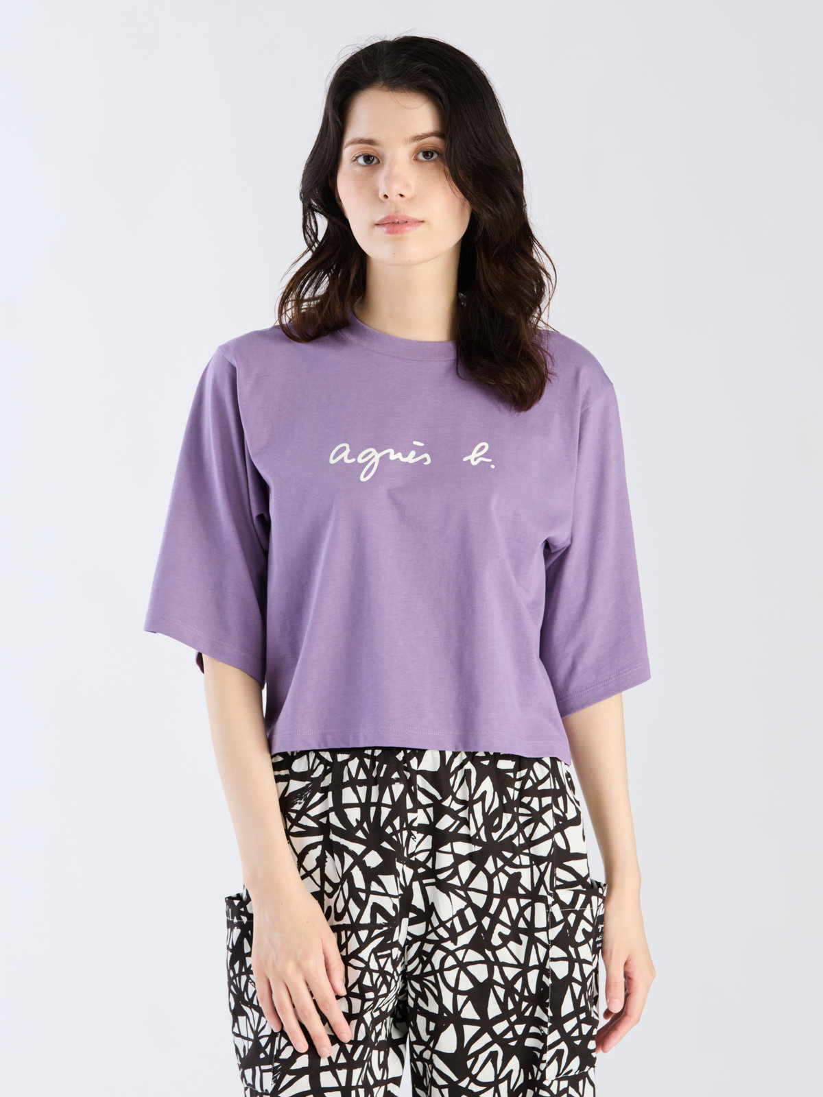 FEMME ウィメンズ ロゴ コットン 5分袖 Tシャツ ”Yoko” パープル系その他