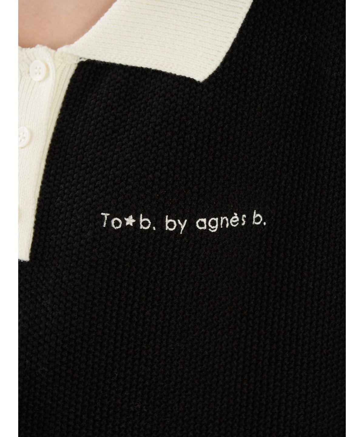 To b. by agnès b. WEBスペシャル ロゴ バイカラー ポロニット ミニワンピース ブラック