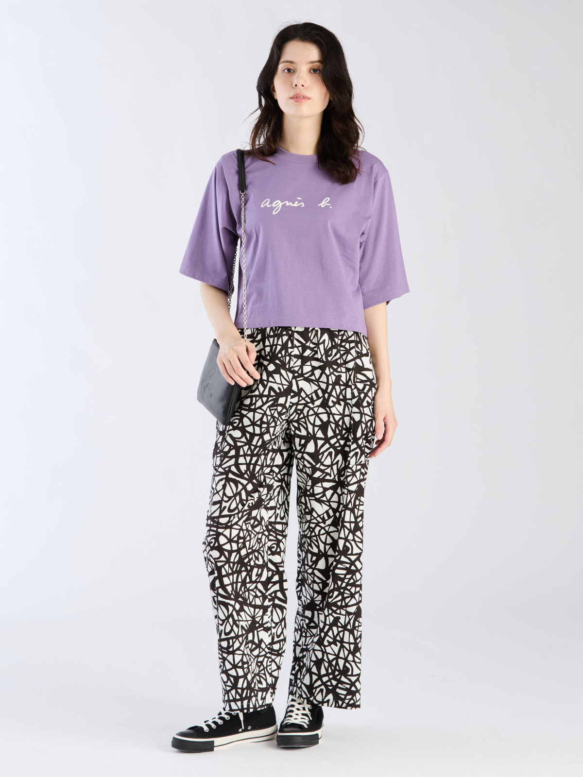 FEMME ウィメンズ ロゴ コットン 5分袖 Tシャツ ”Yoko” パープル系その他