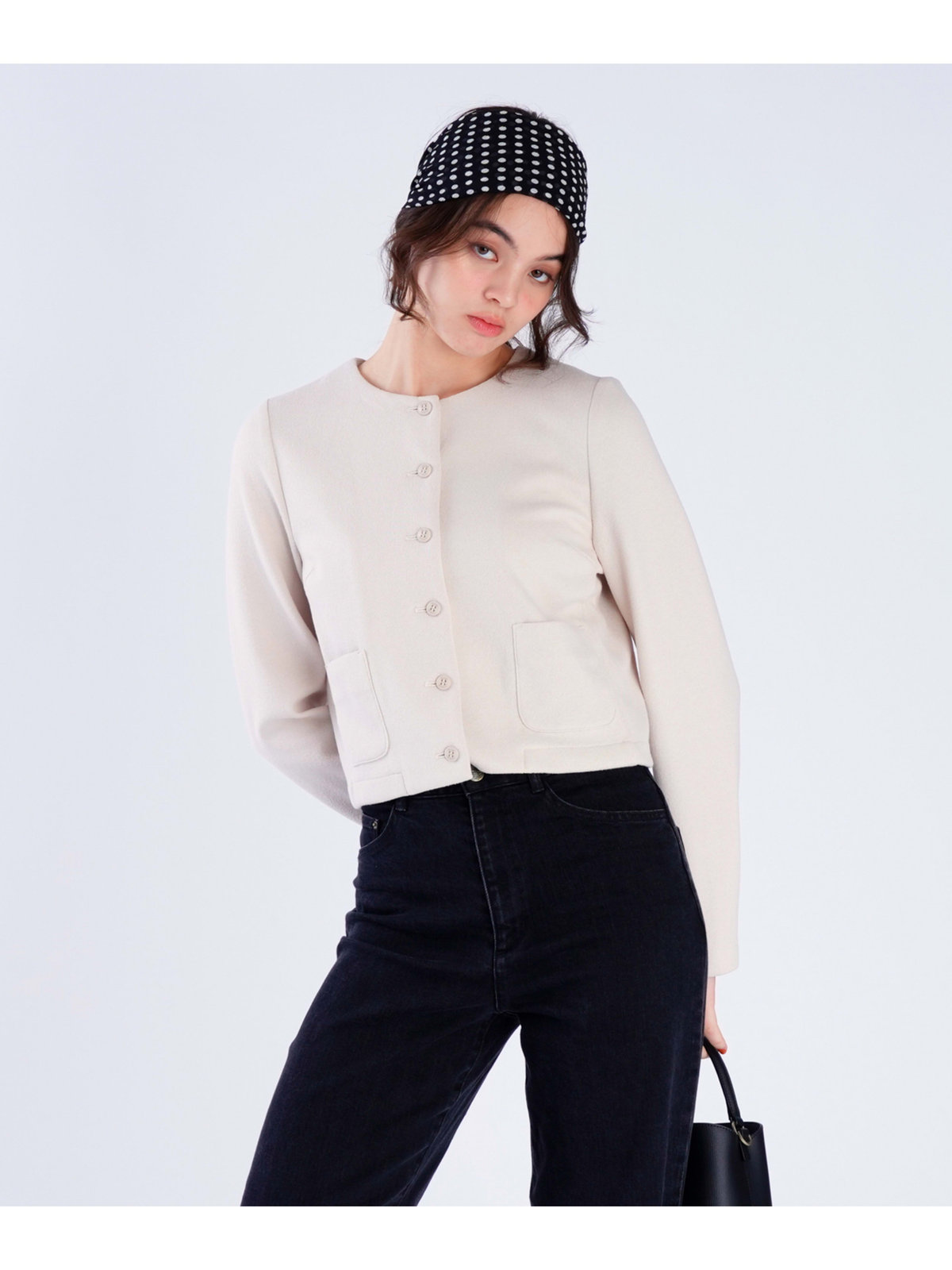 To b. by agnès b. 【Outlet】ノーカラー ジャケット ホワイト