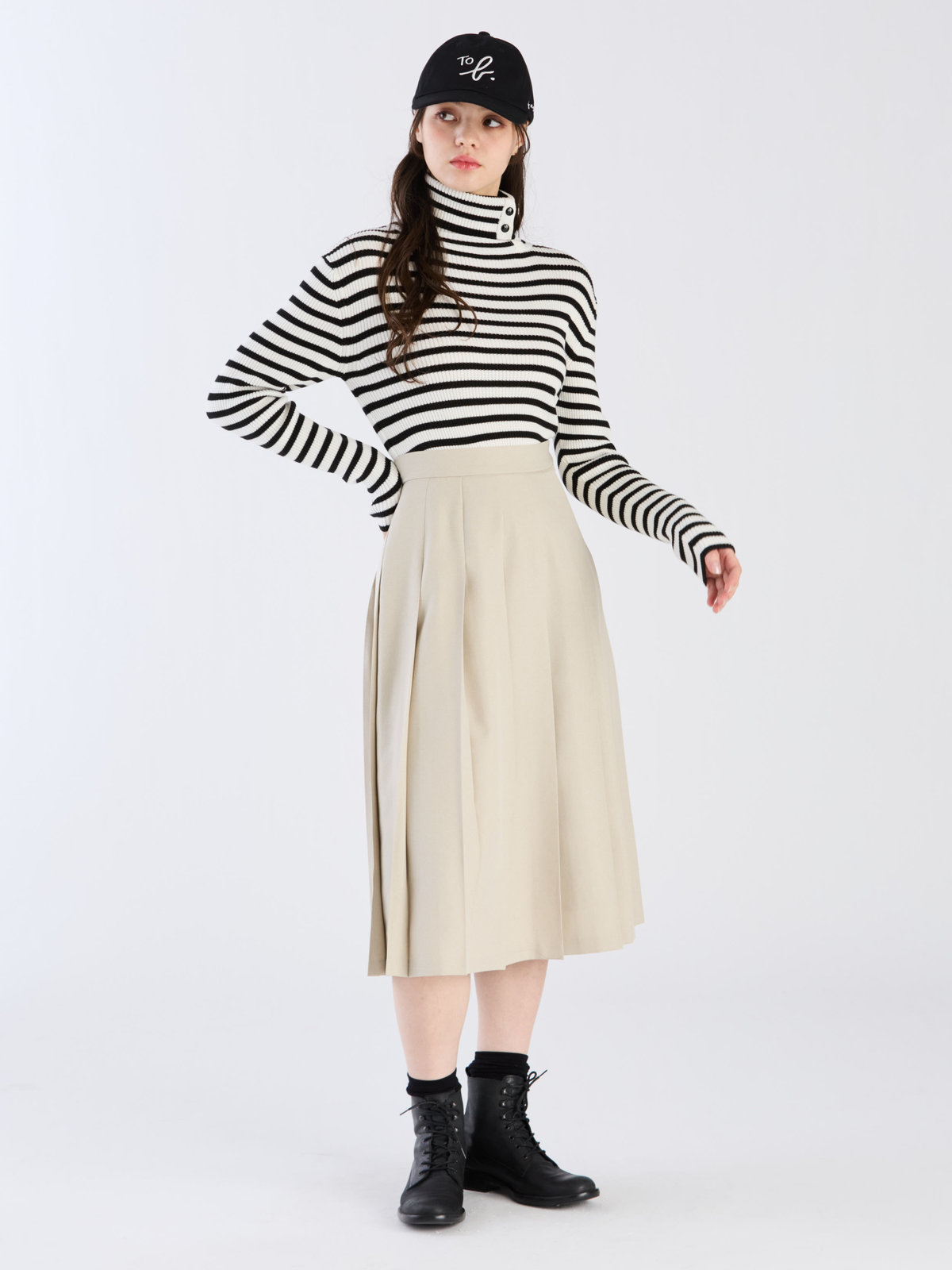 To b. by agnès b. 【Outlet】リノンプリーテッドスカート グレー系その他