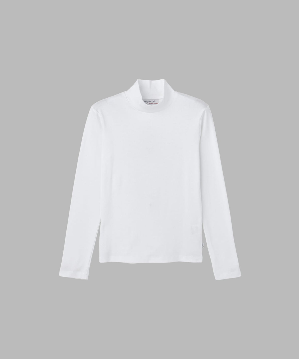 FEMME ウィメンズ コットン ハイネック 長袖 Tシャツ "Vian" ホワイト