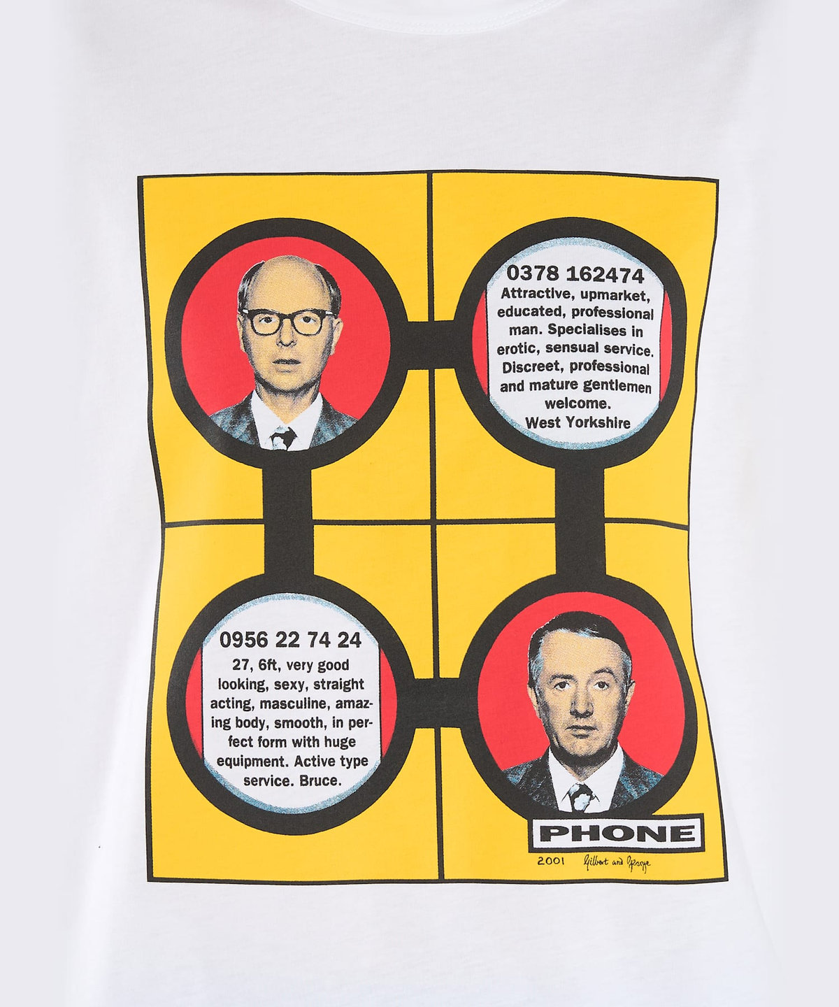FEMME ウィメンズ プリント コットン 半袖 アーティスト Tシャツ "Gilbert & George" ホワイト