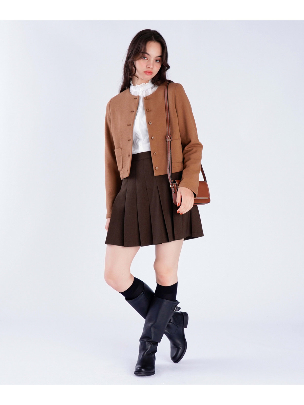 To b. by agnès b. 【Outlet】ノーカラー ジャケット ブラウン