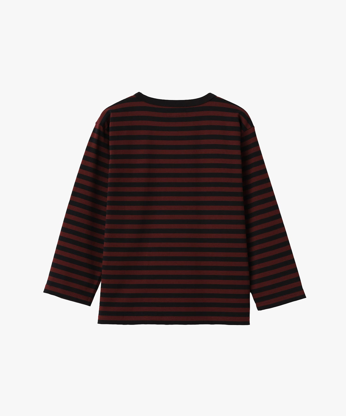 FEMME ウィメンズ 細ボーダー コットン 七分袖 Tシャツ "Lil Cool" ブラック×ボルドー