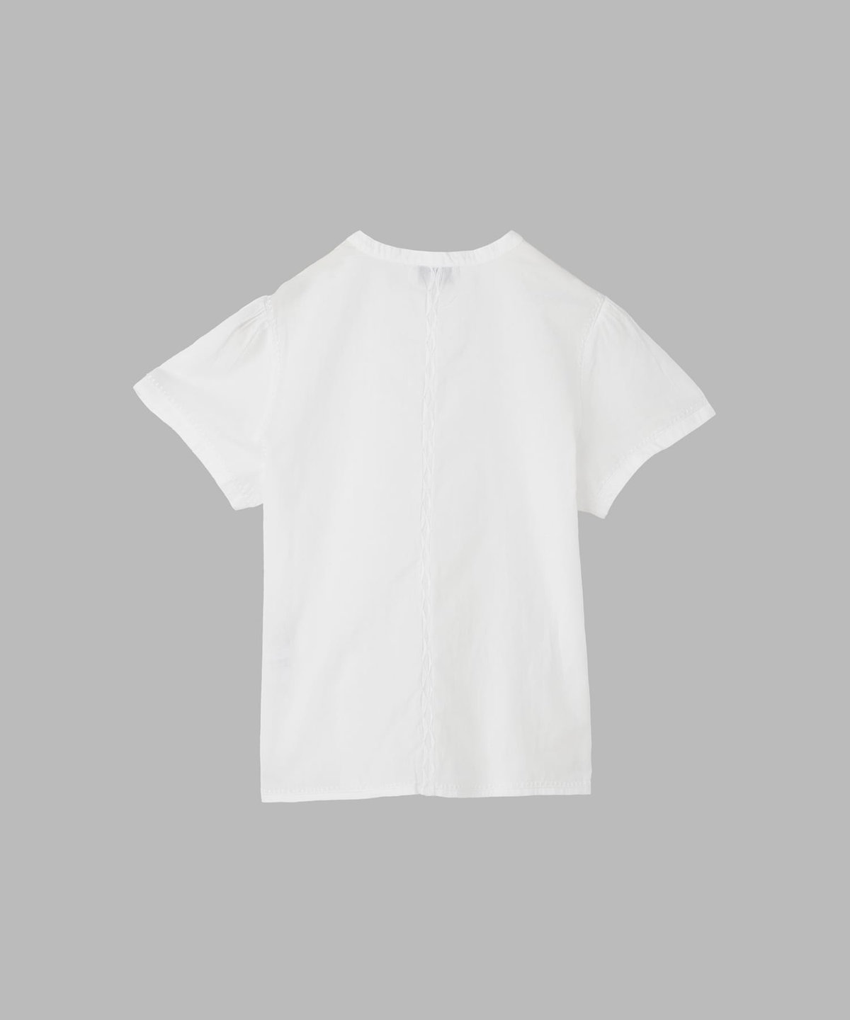 FEMME ウィメンズ 刺繍 コットン スタンドカラー 半袖 ブラウス ホワイト