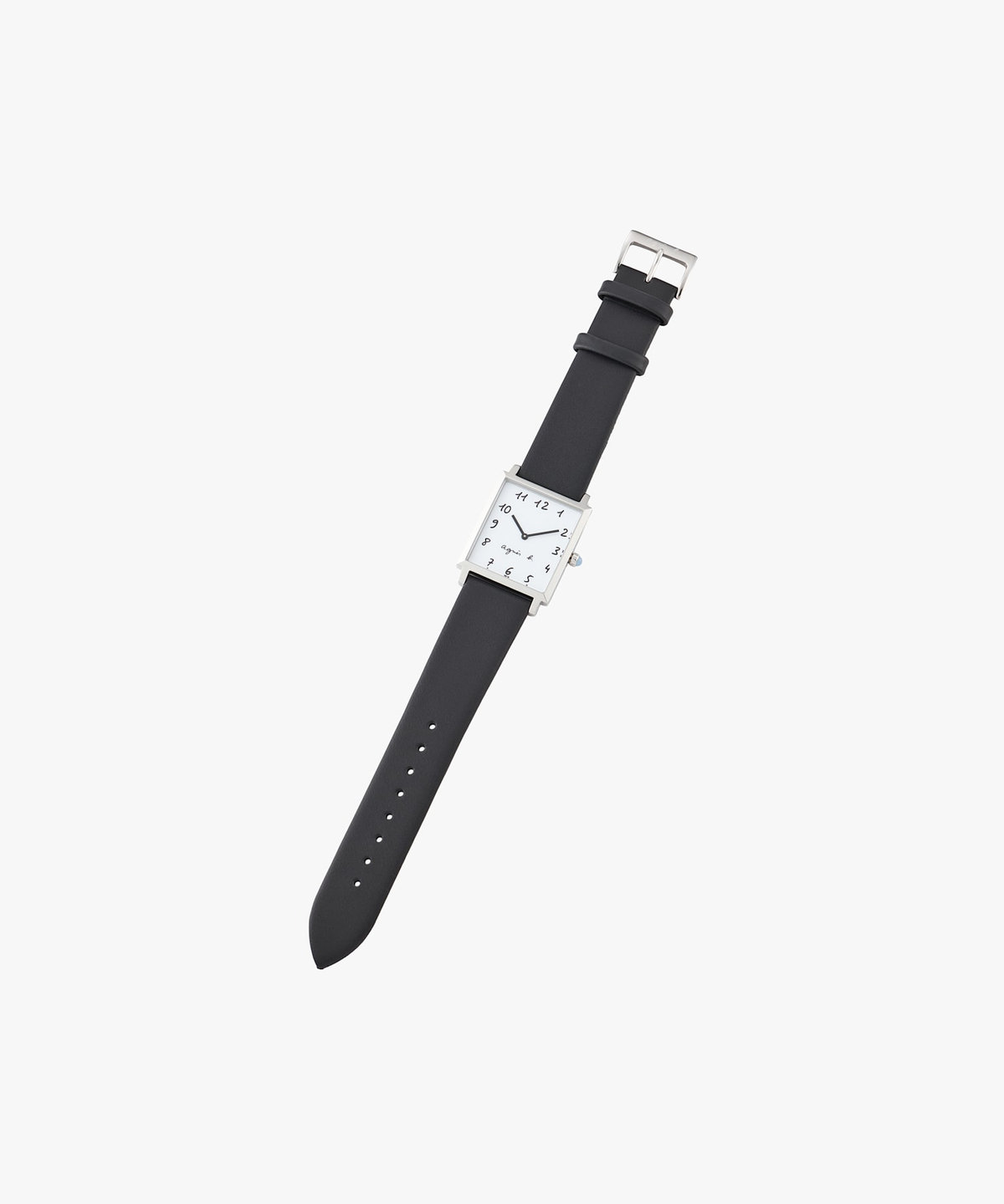 HOMME メンズ ブラック レザー スクエア ウォッチ "Marcello" ブラック
