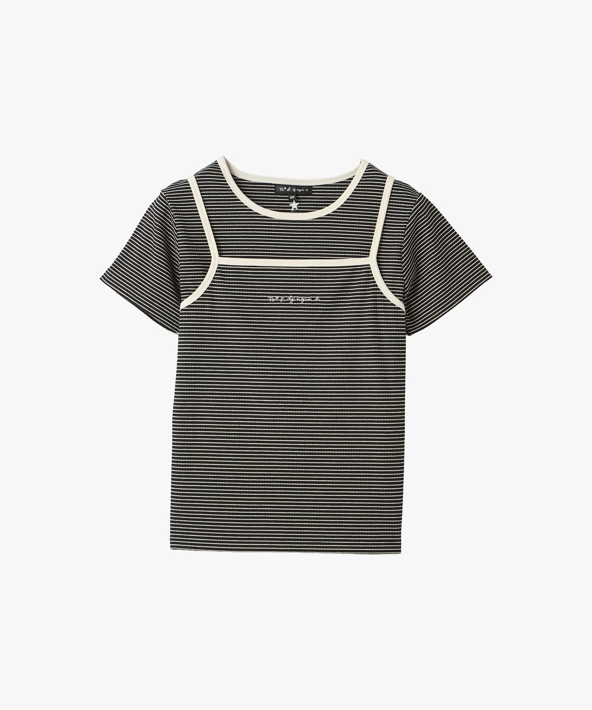 To b. by agnès b. ボーダー キャミソール＆Tシャツ ブラック