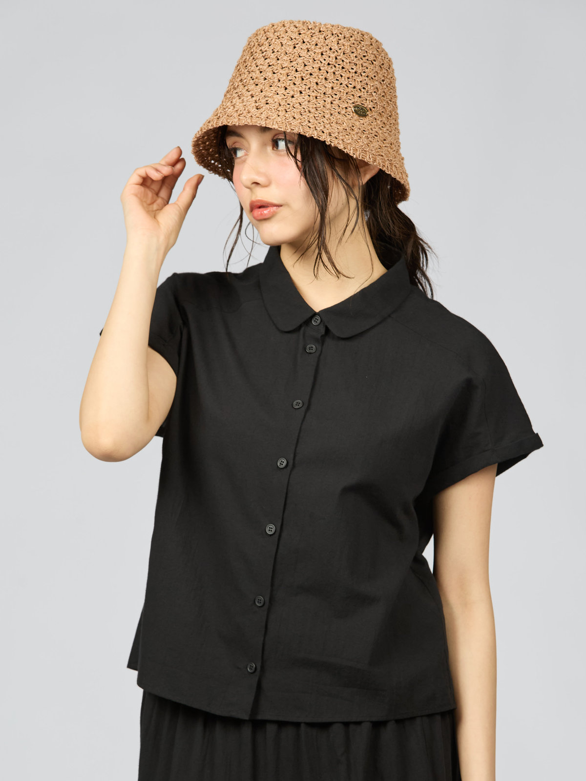 To b. by agnès b. コットン モダン マニッシュ シャツ ブラック