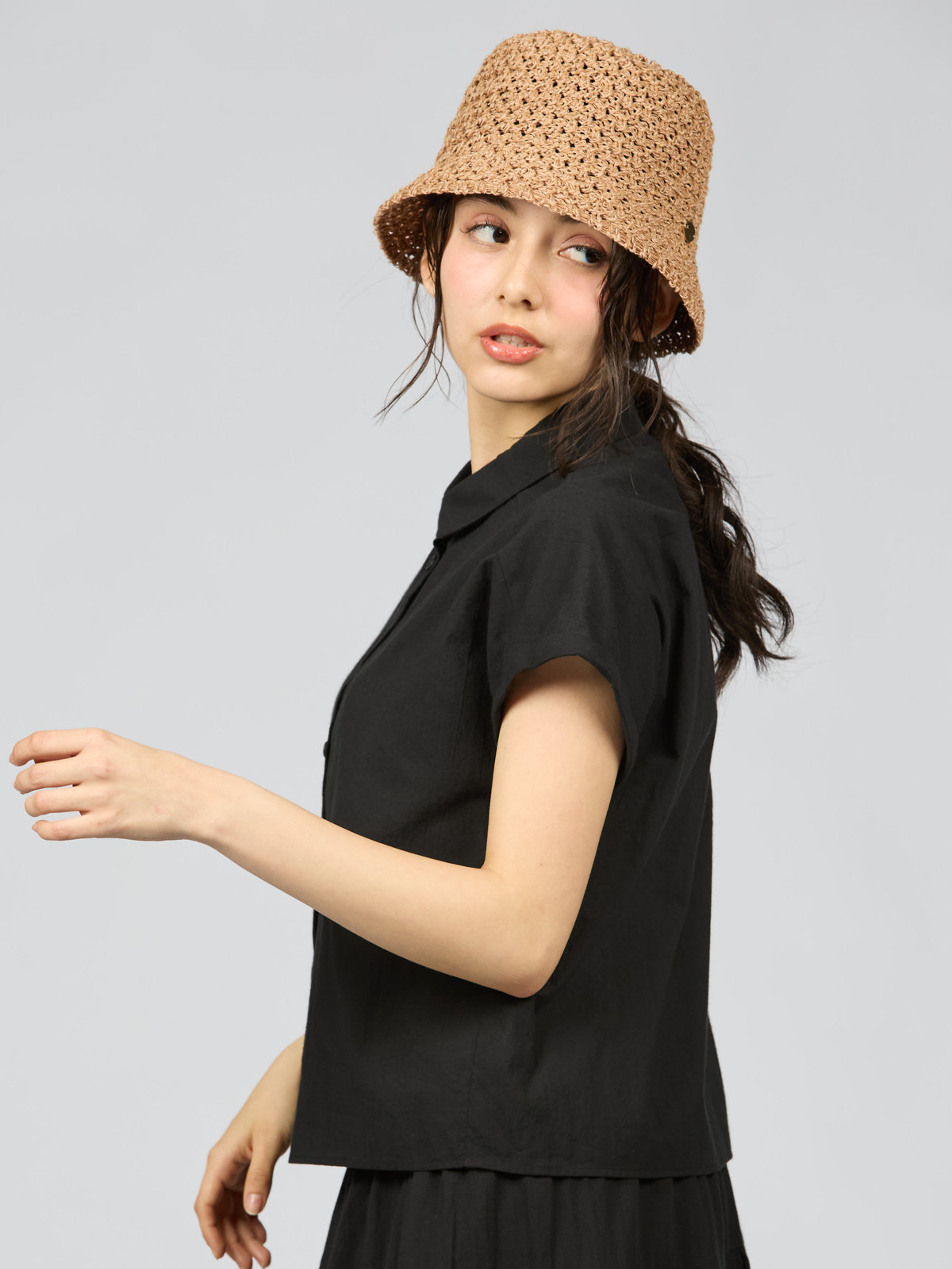 To b. by agnès b. コットン モダン マニッシュ シャツ ブラック