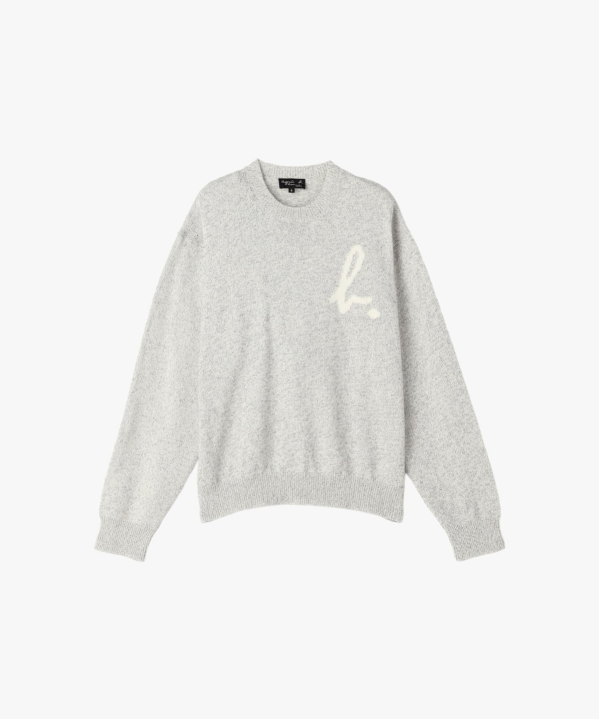 HOMME メンズ メンズ "b."ロゴ コットン 長袖 ニット プルオーバー グレー系その他