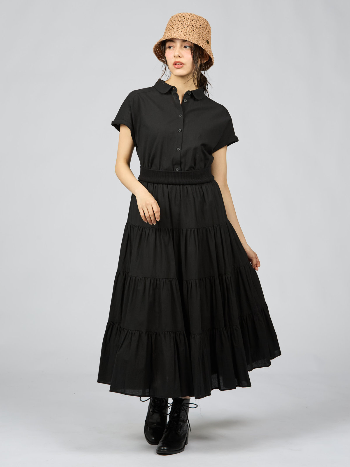 To b. by agnès b. コットン モダン マニッシュ シャツ ブラック