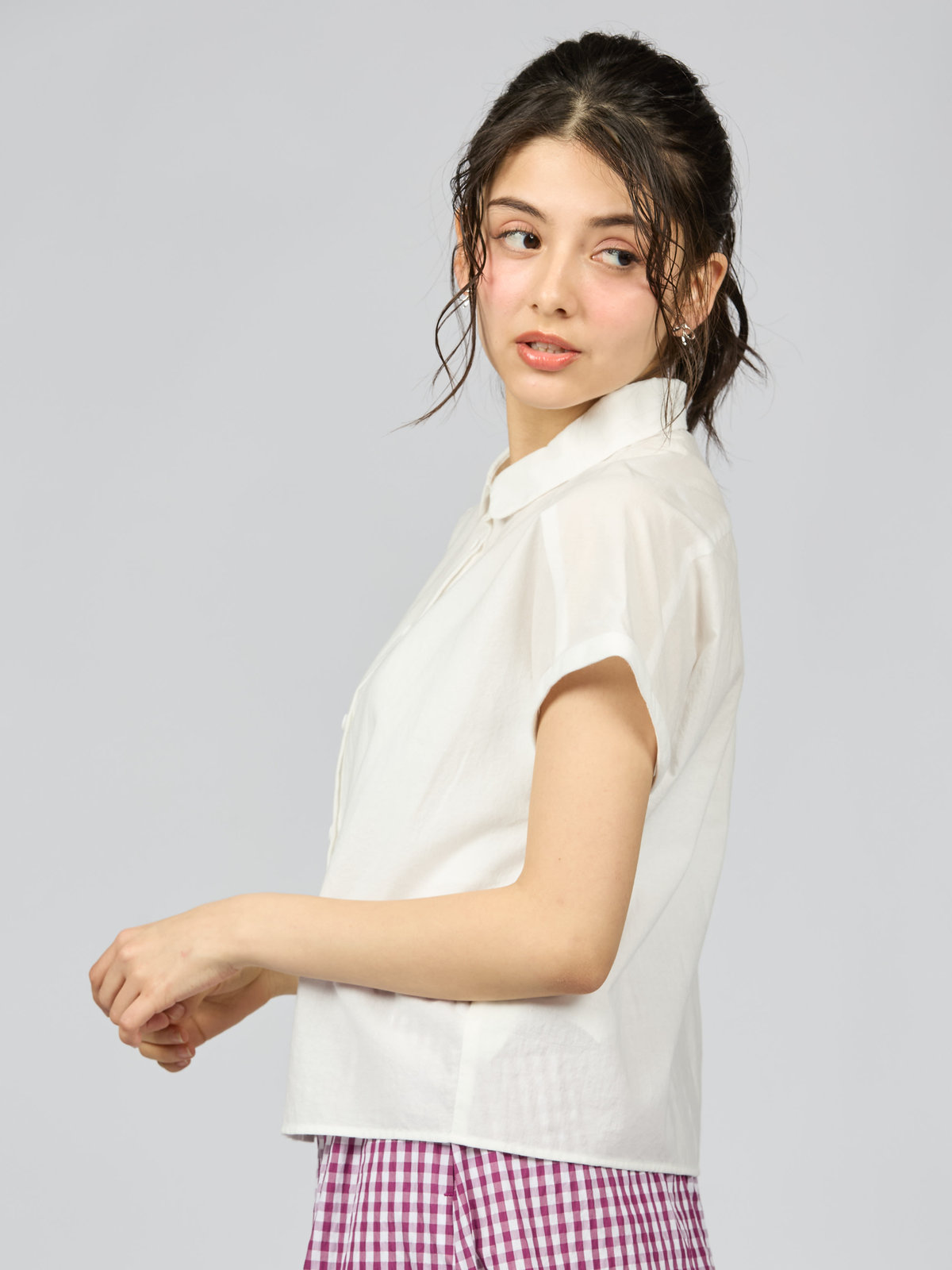 To b. by agnès b. コットン モダン マニッシュ シャツ ホワイト