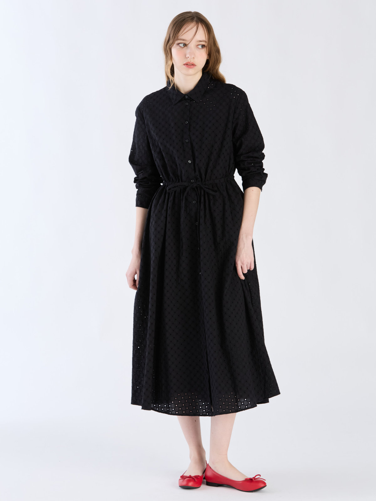 To b. by agnès b. 【Outlet】コットンフラワーレースワンピース ブラック