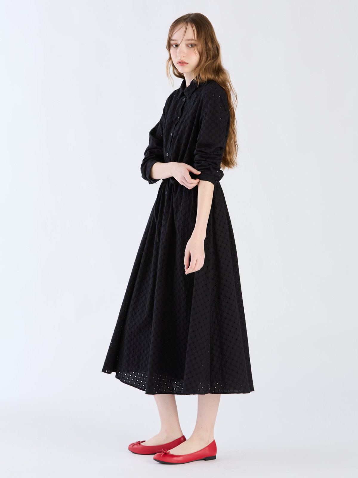 To b. by agnès b. 【Outlet】コットンフラワーレースワンピース ブラック