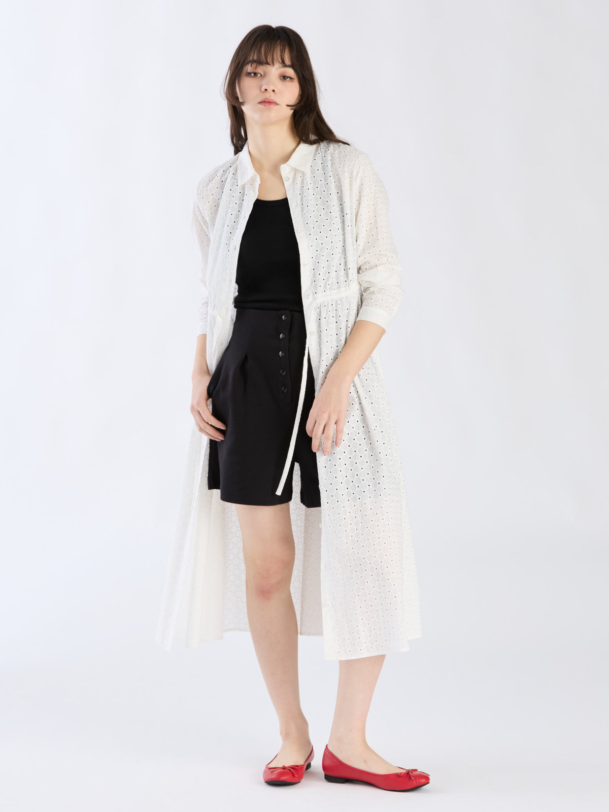 To b. by agnès b. 【Outlet】コットンフラワーレースワンピース ホワイト