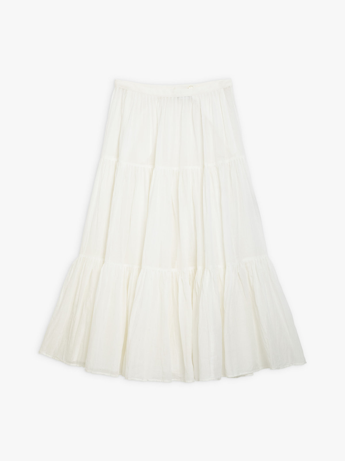 FEMME ウィメンズ コットンガーゼ調 ロング ティアードスカート "Tango" ホワイト