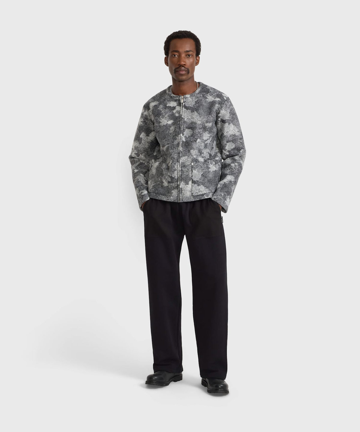 HOMME メンズ メンズ ウール 長袖 ジップ カーディガン "Kheli" グレー