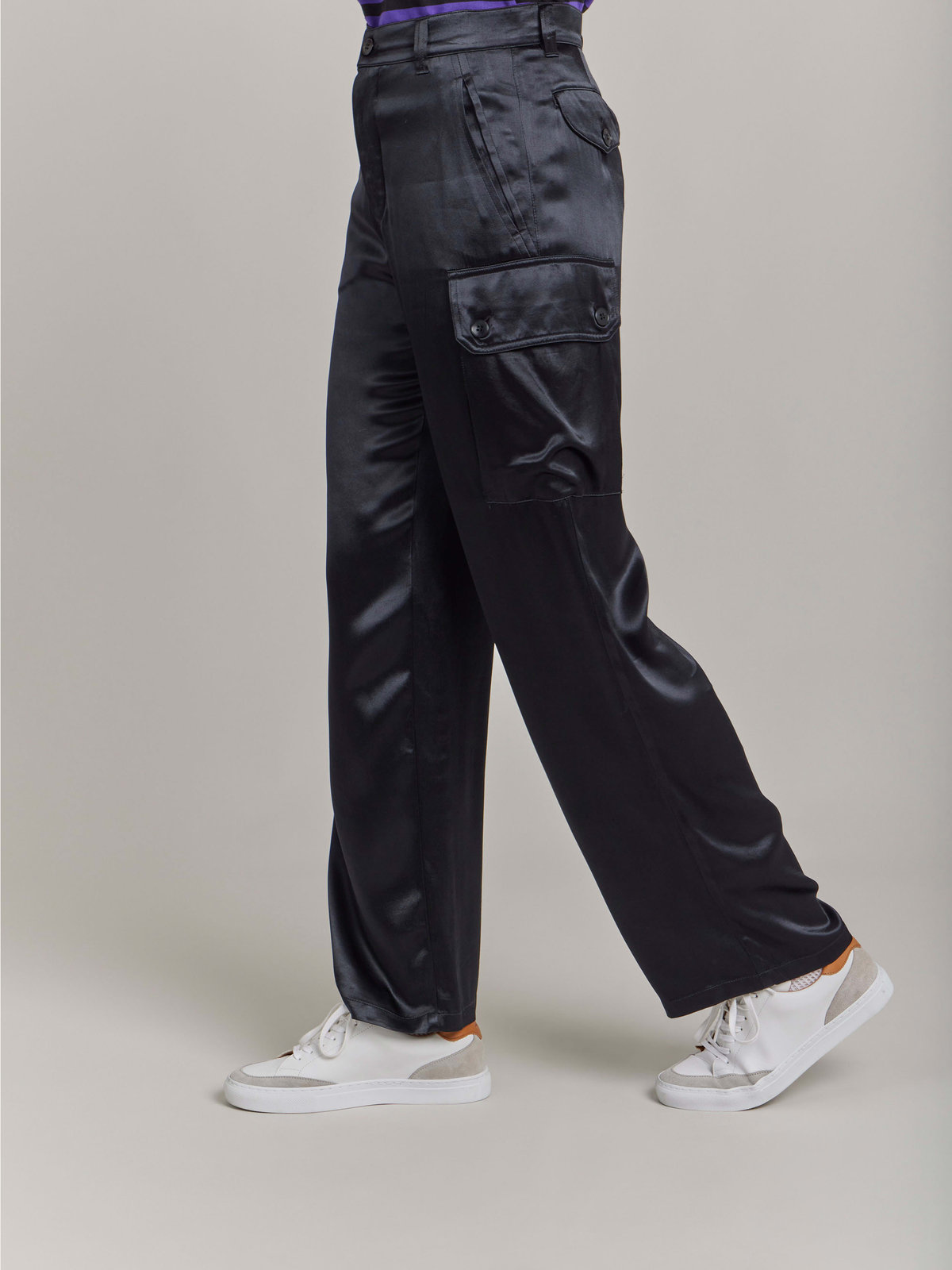 FEMME ウィメンズ サテン カーゴパンツ "Treillis" ブラック