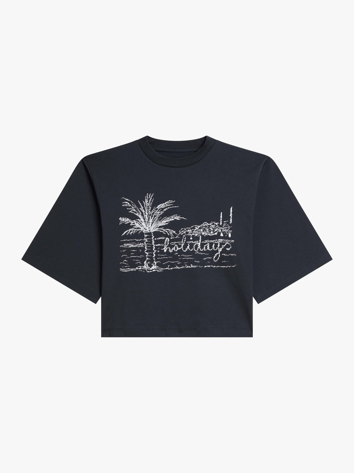 FEMME ウィメンズ プリント コットン 5分袖 Tシャツ ”Yoko” グレー