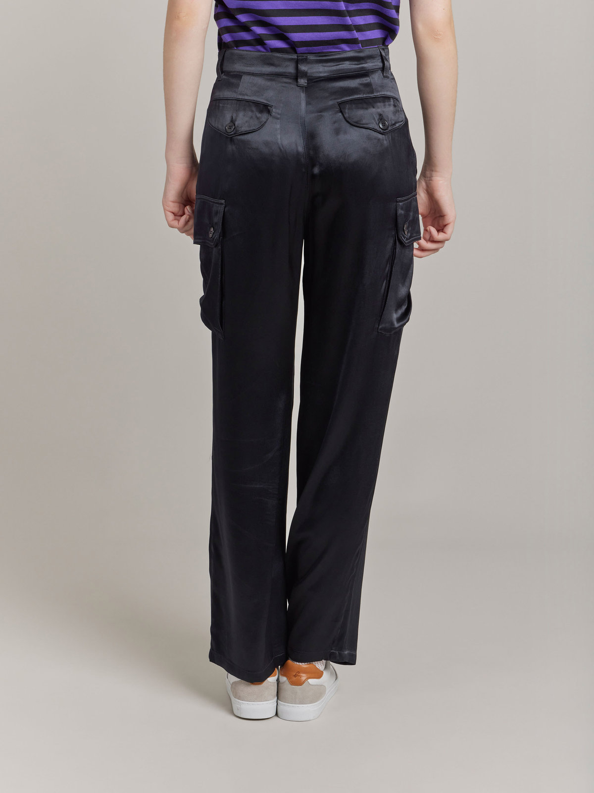 FEMME ウィメンズ サテン カーゴパンツ "Treillis" ブラック