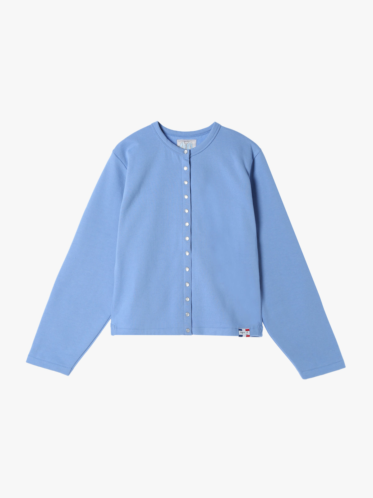 FEMME ウィメンズ オーガニックコットン メルトン 長袖 カーディガンプレッション ”Le Classique” ブルー