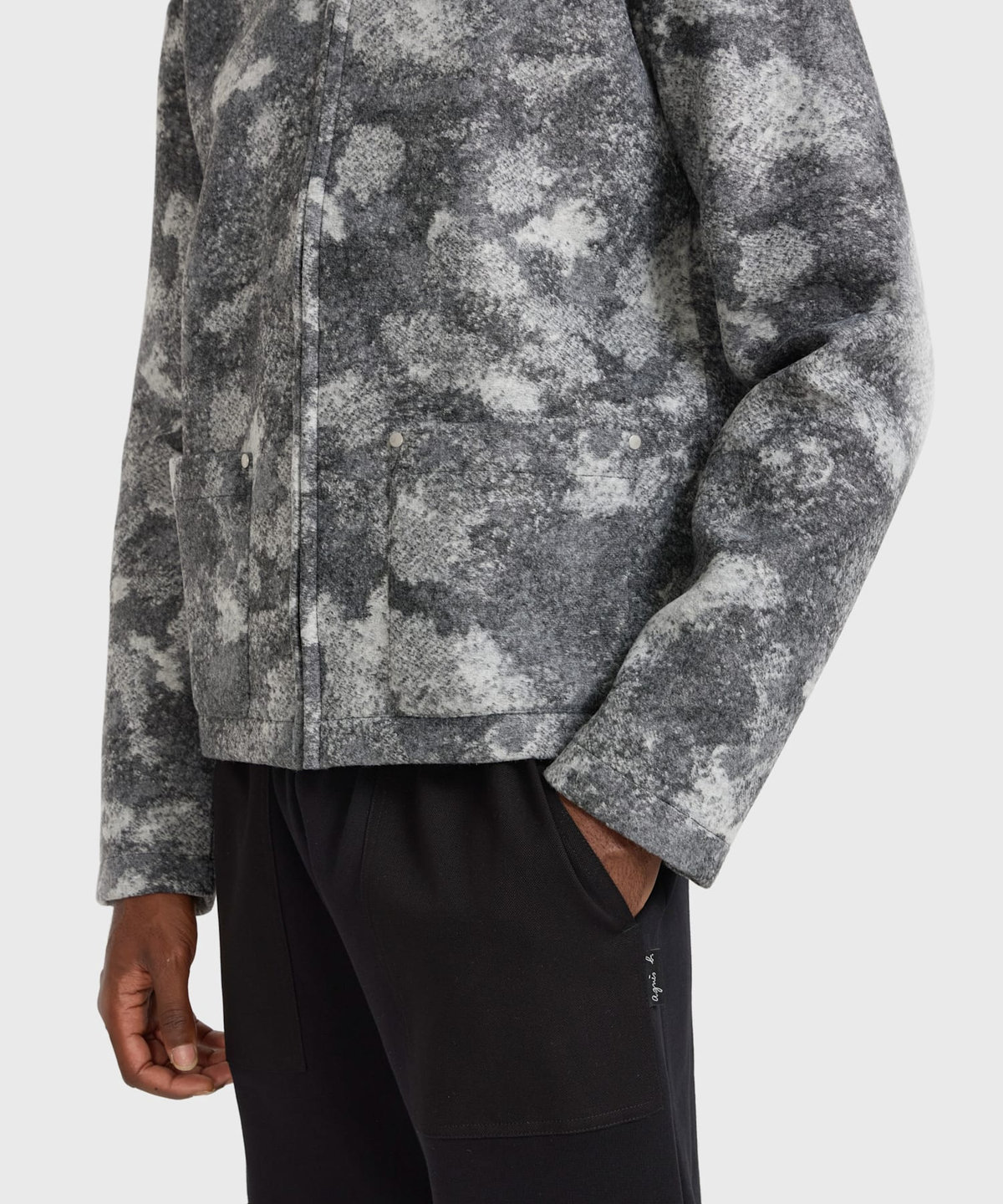 HOMME メンズ メンズ ウール 長袖 ジップ カーディガン "Kheli" グレー