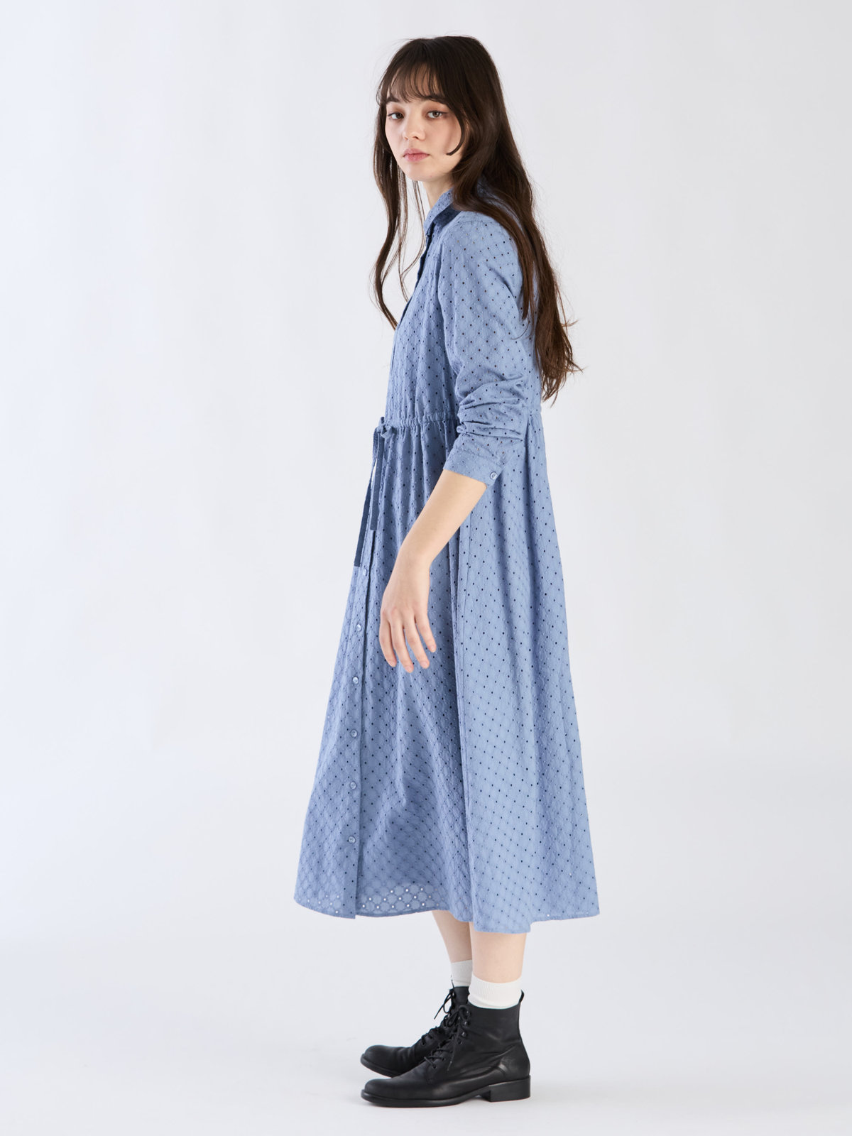 To b. by agnès b. 【Outlet】コットンフラワーレースワンピース ブルー