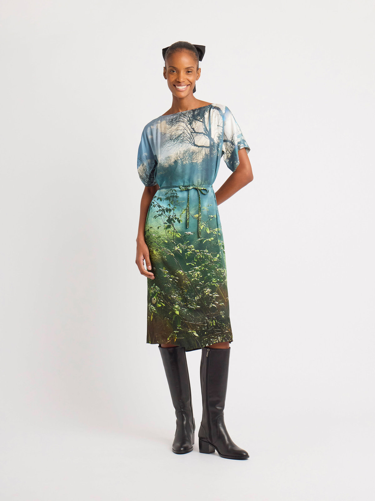 FEMME ウィメンズ フォトプリント 半袖 ワンピース ”Jardin Brumeux” マルチ