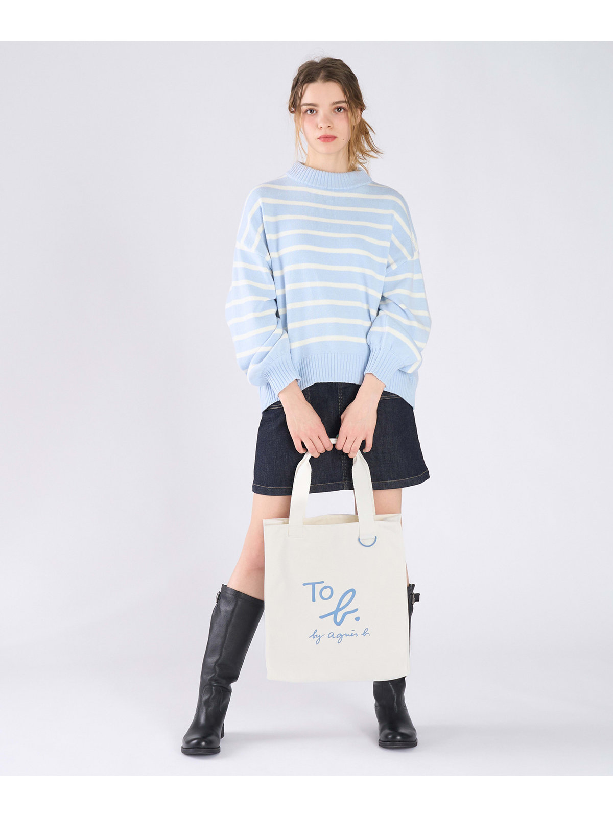 To b. by agnès b. コットン ロゴ トートバッグ ホワイト