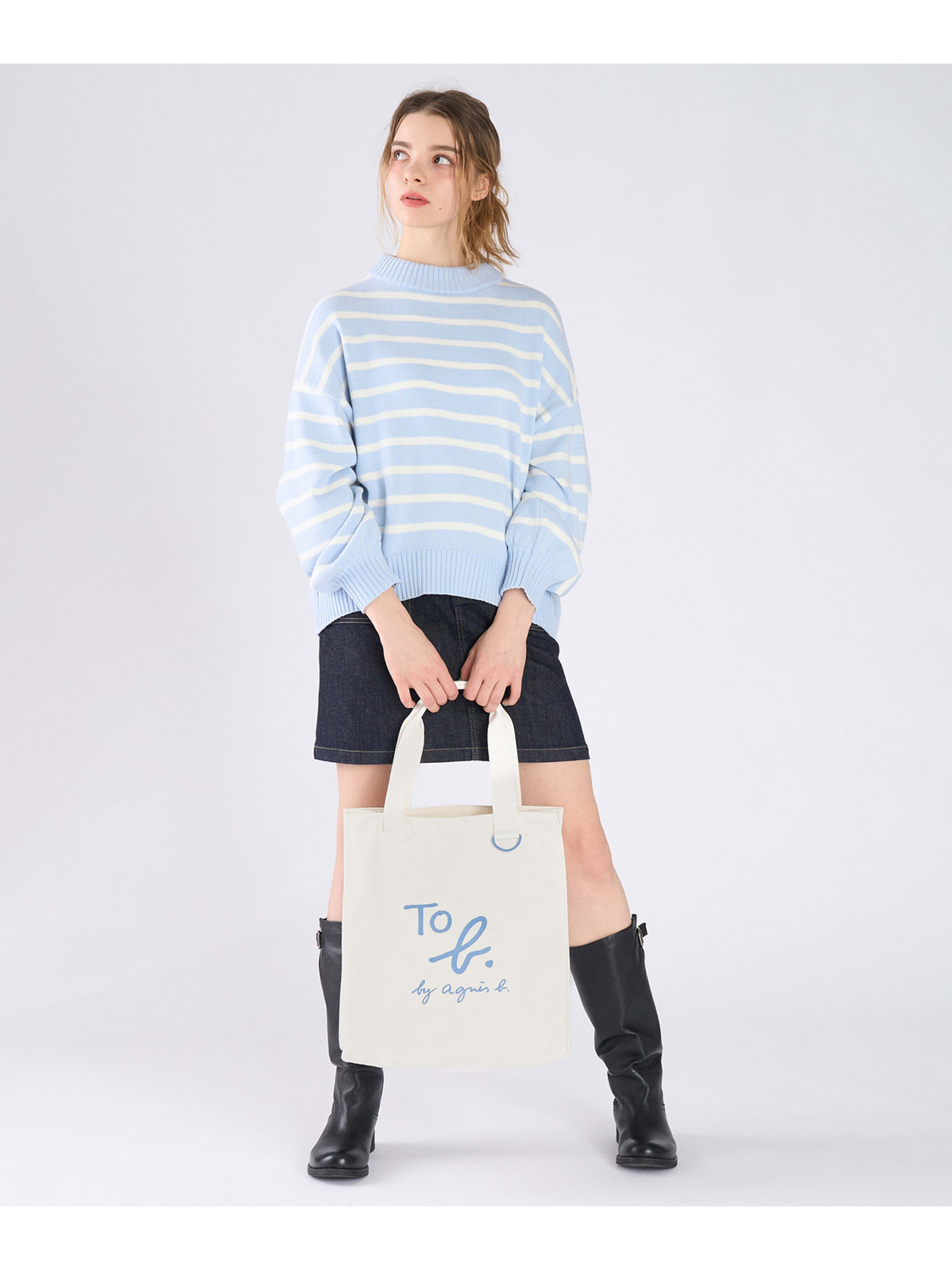 To b. by agnès b. コットン ロゴ トートバッグ ホワイト