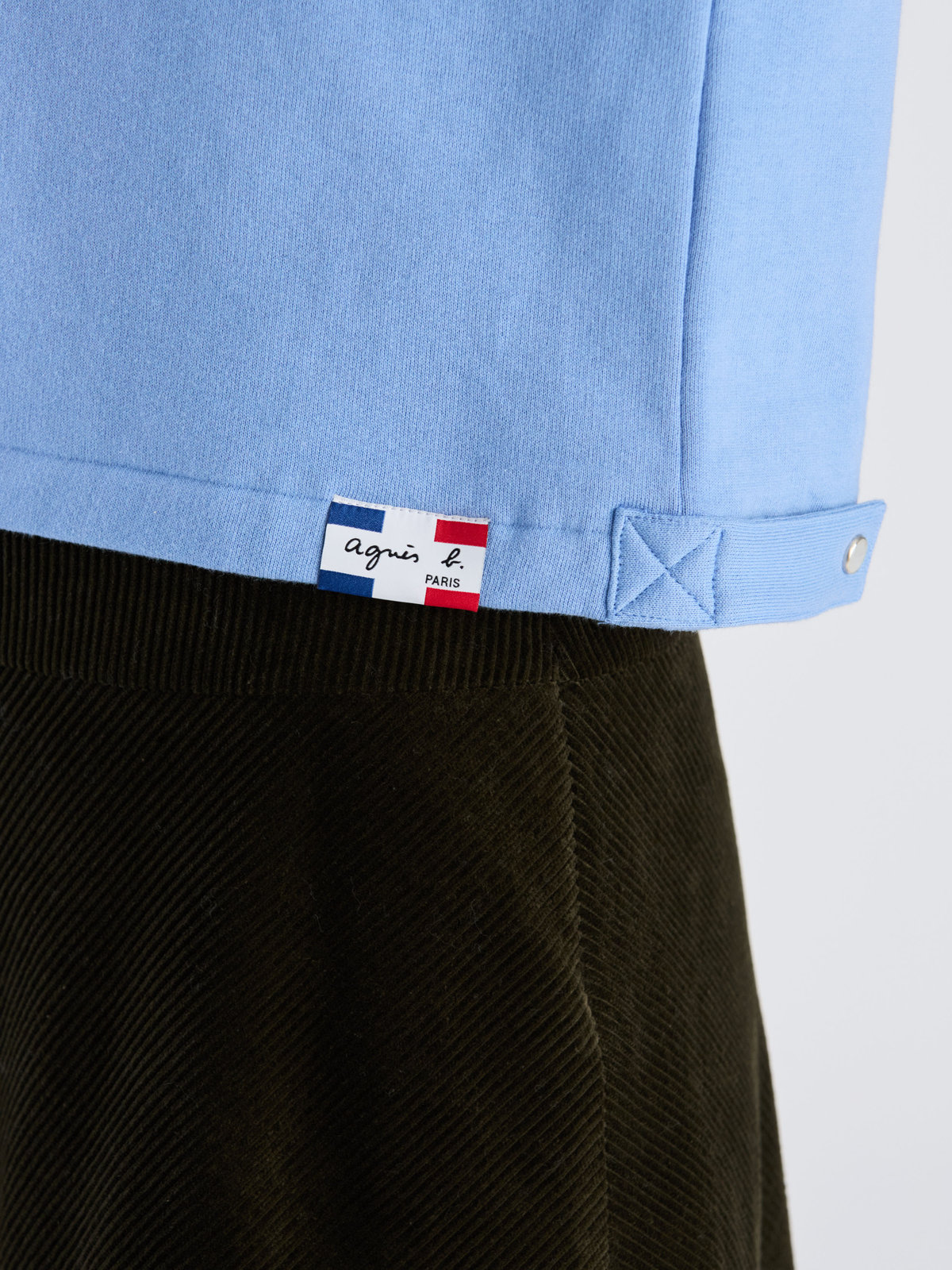 FEMME ウィメンズ オーガニックコットン メルトン 長袖 カーディガンプレッション ”Le Classique” ブルー