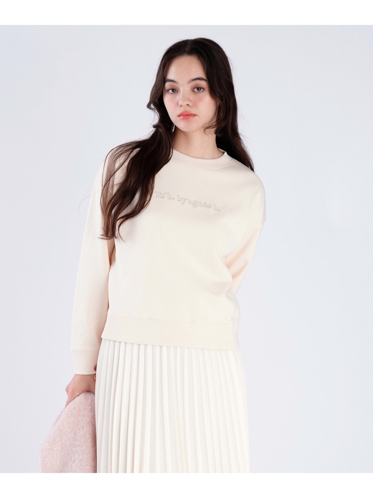 To b. by agnès b. コットン ロゴ スウェットプルオーバー ホワイト