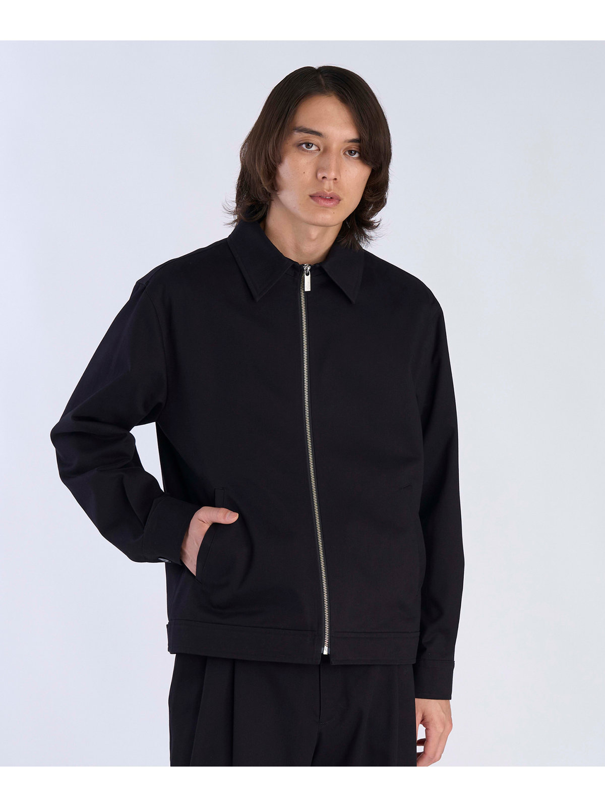 HOMME メンズ メンズ コットン 長袖 ジップアップジャケット ”Chet” ブラック