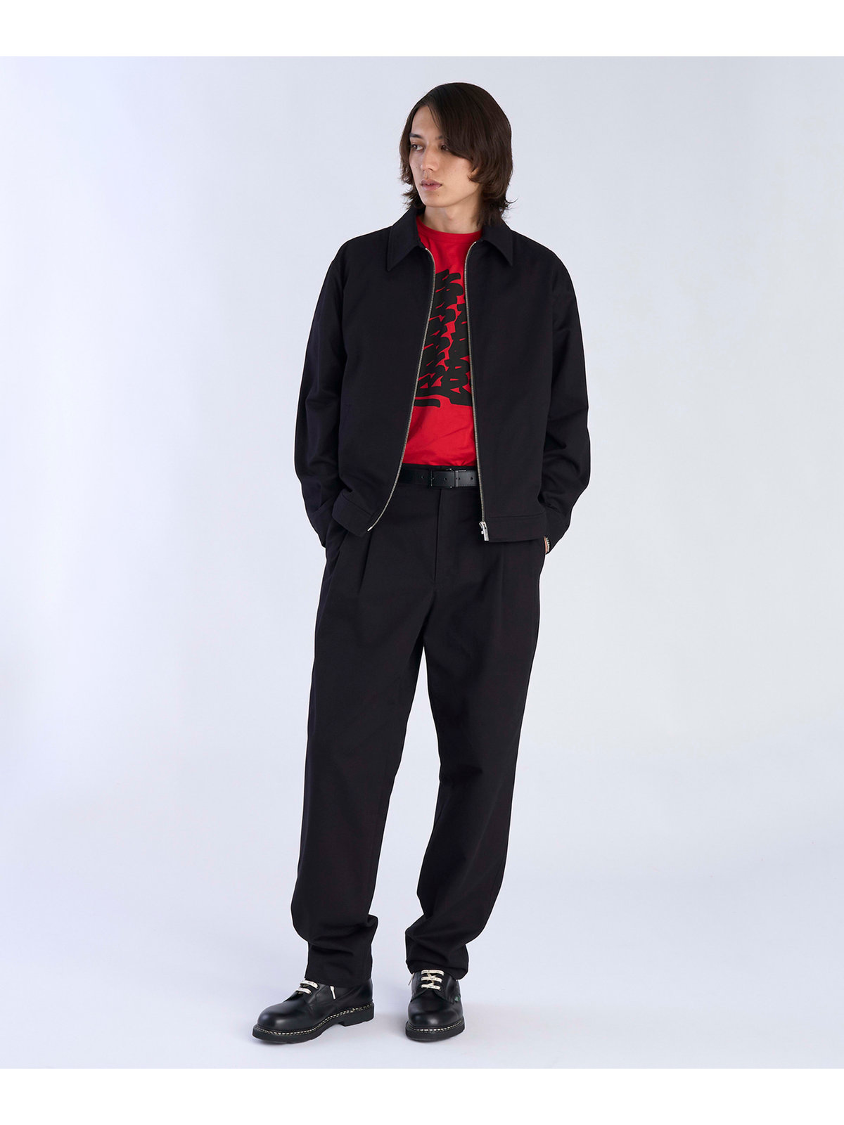 HOMME メンズ メンズ コットン 長袖 ジップアップジャケット ”Chet” ブラック