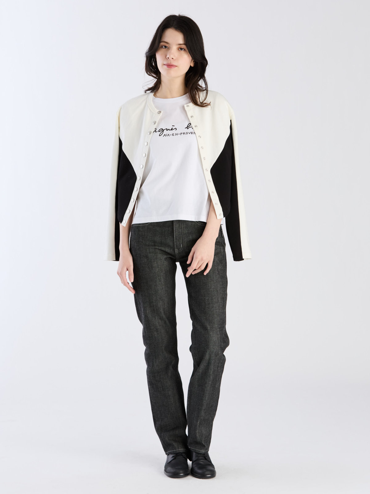 FEMME ウィメンズ 【Outlet】オーガニックコットン メルトン 長袖 カーディガンプレッション "New Two" ホワイト