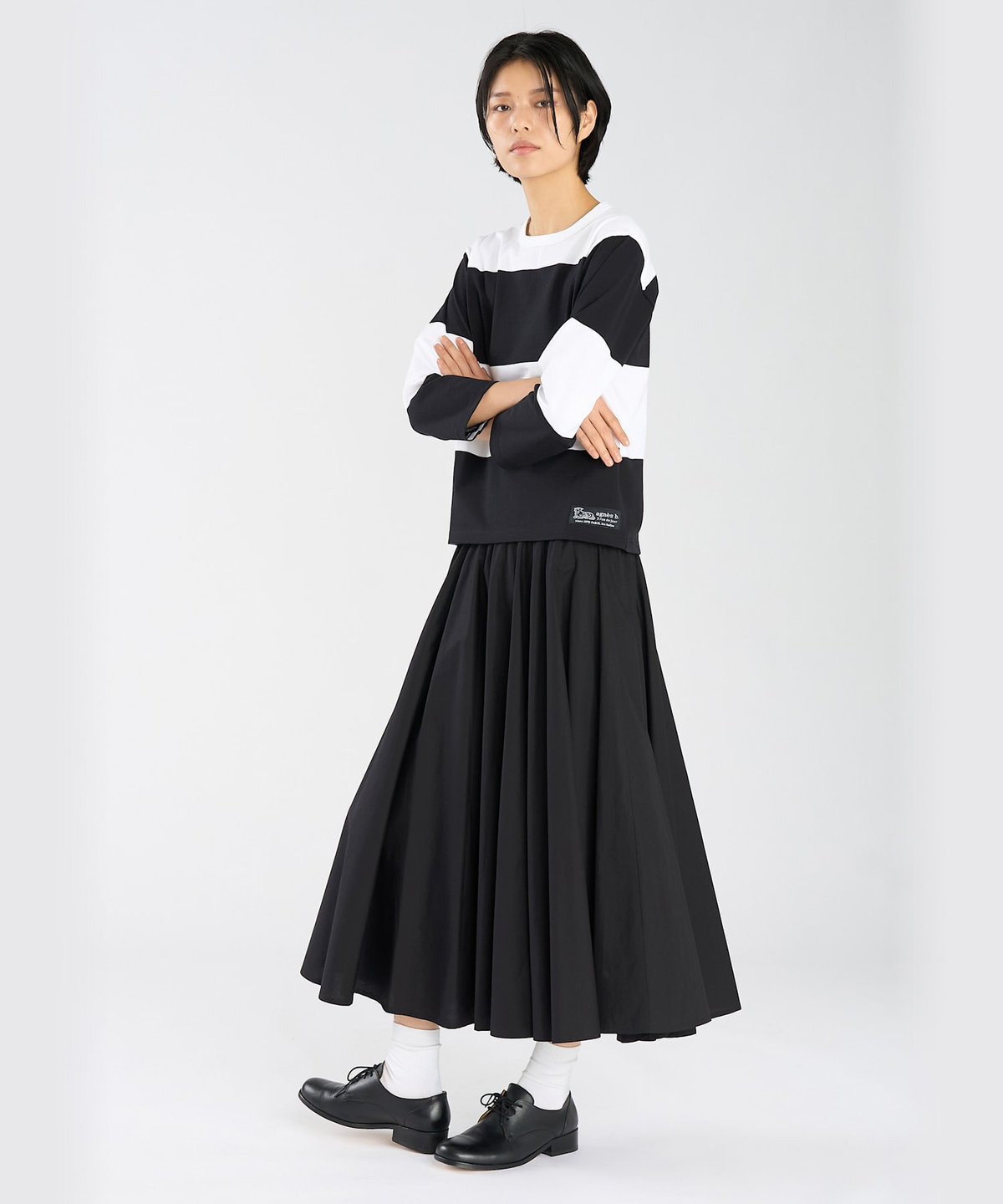 FEMME ウィメンズ コットン ポプリン フレア スカート "Tabou" ブラック
