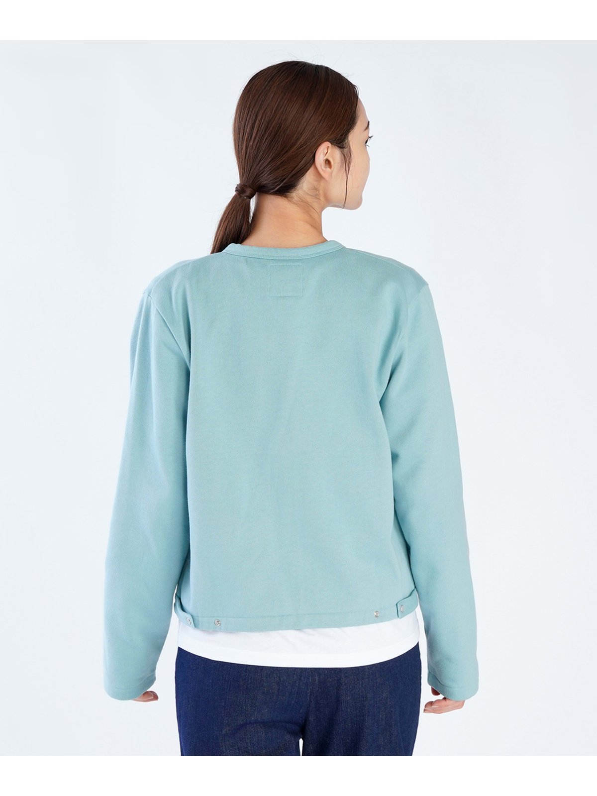 FEMME ウィメンズ オーガニックコットン メルトン 長袖 カーディガンプレッション ”Le Classique” グリーン