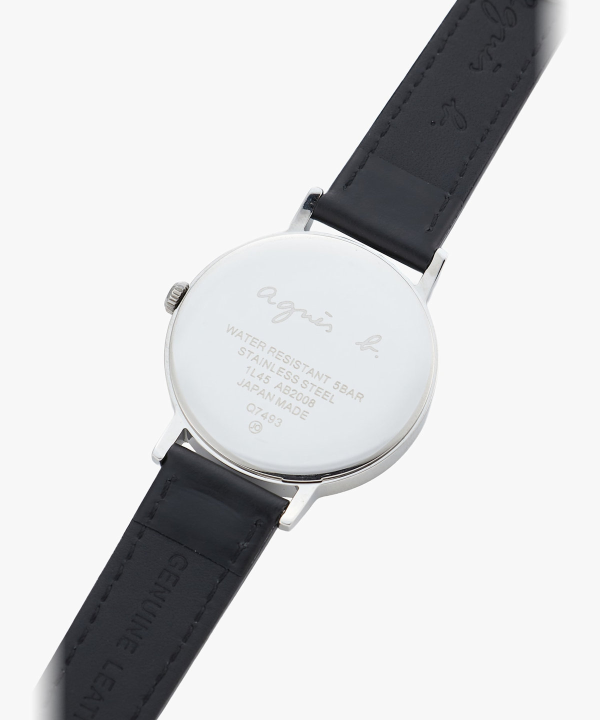 HOMME メンズ ブラック レザー ラウンド ウォッチ "Passy" ブラック