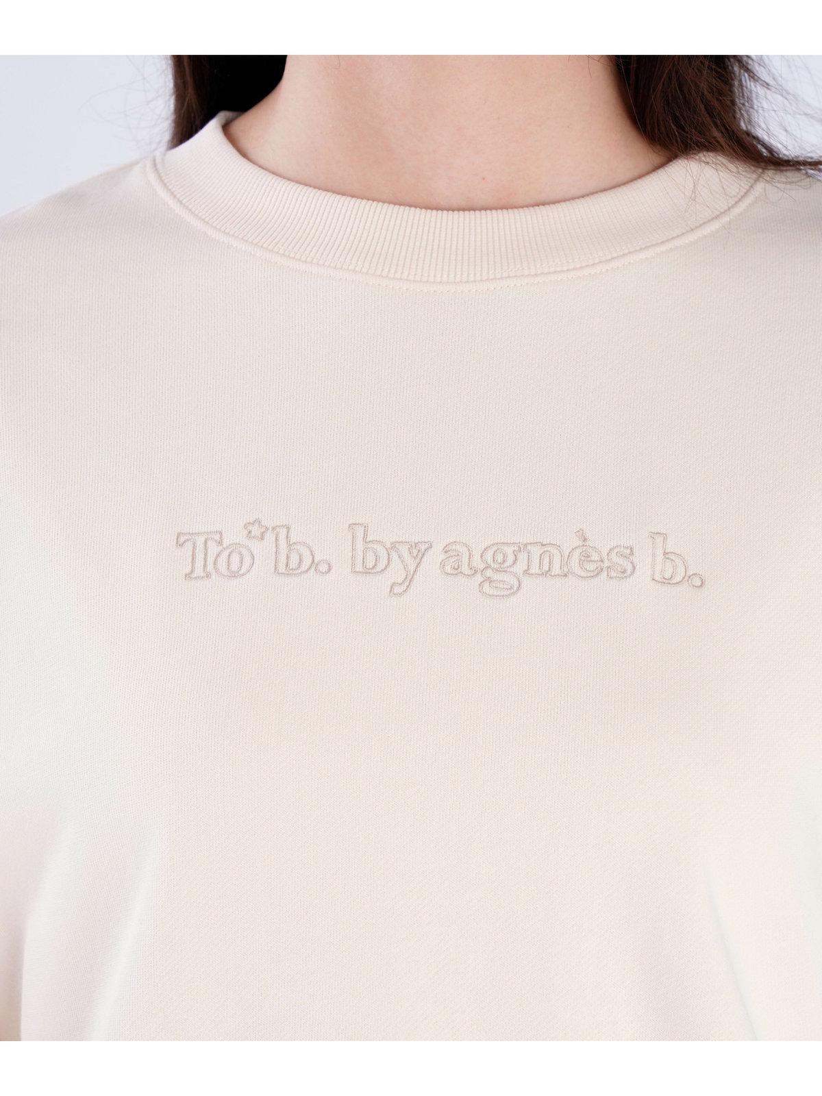 To b. by agnès b. コットン ロゴ スウェットプルオーバー ホワイト