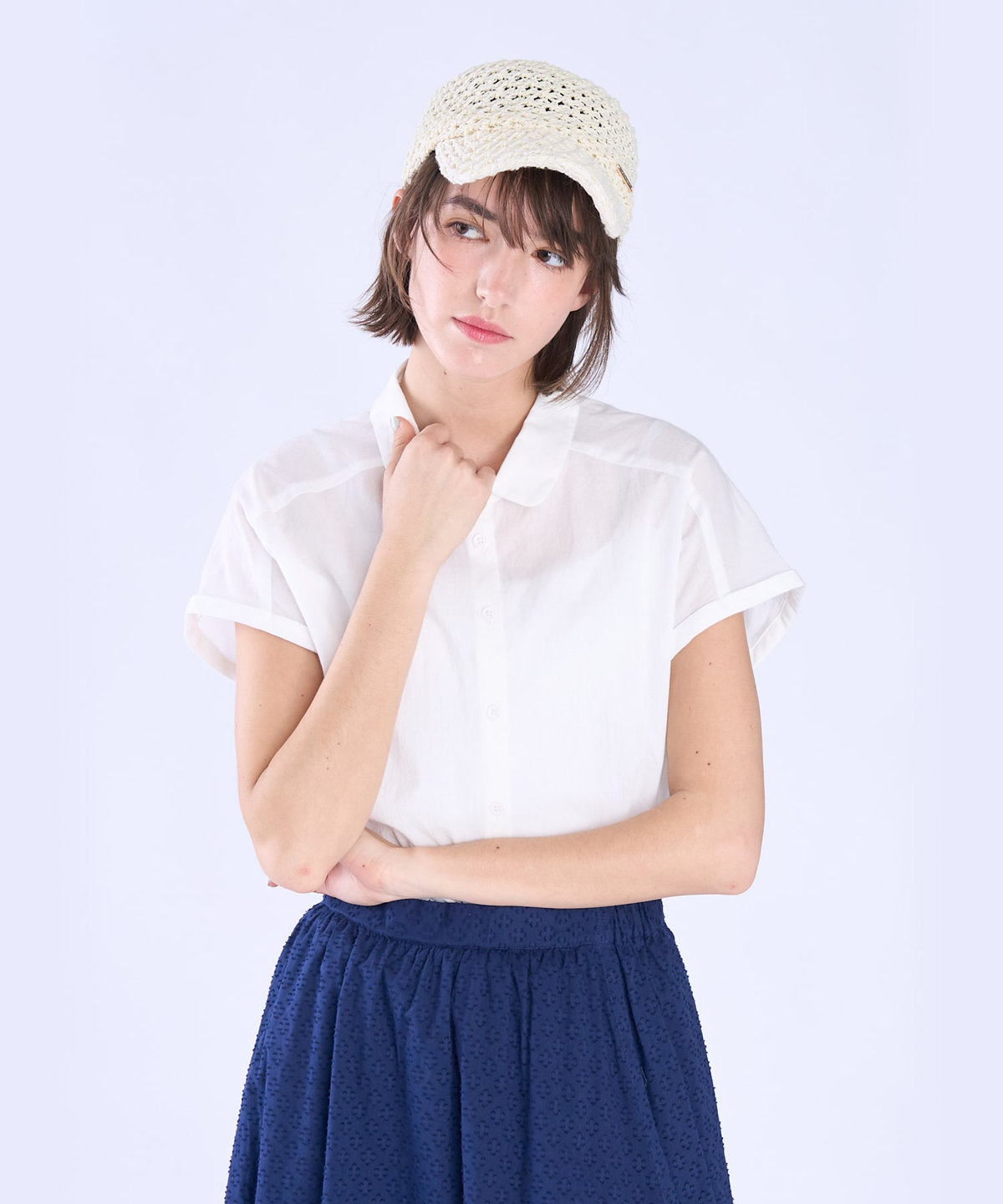 To b. by agnès b. コットン モダン マニッシュ シャツ ホワイト