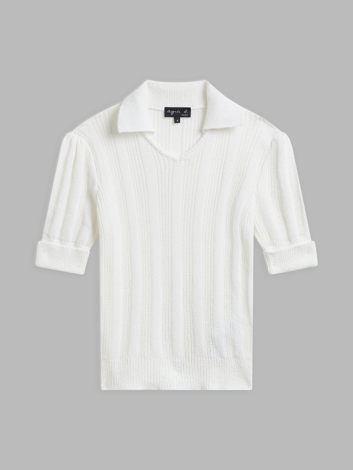 FEMME ウィメンズ 【Outlet】LY71 PULLOVER 半袖　スキッパーニットポロ ホワイト