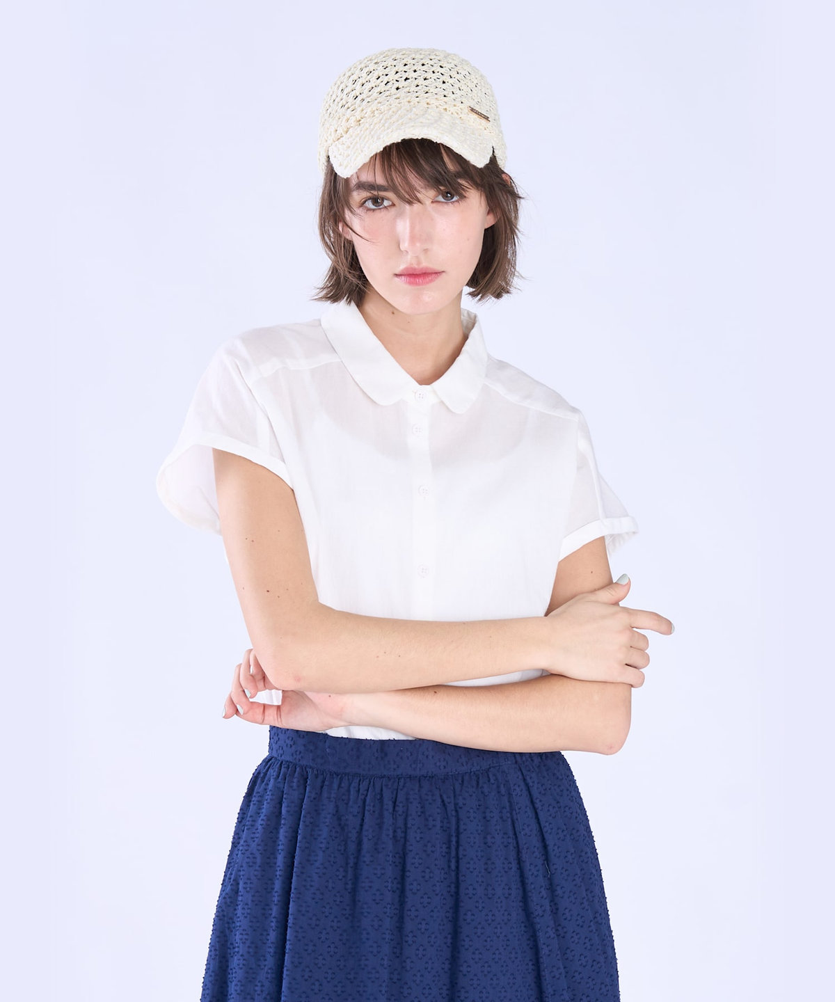 To b. by agnès b. コットン モダン マニッシュ シャツ ホワイト