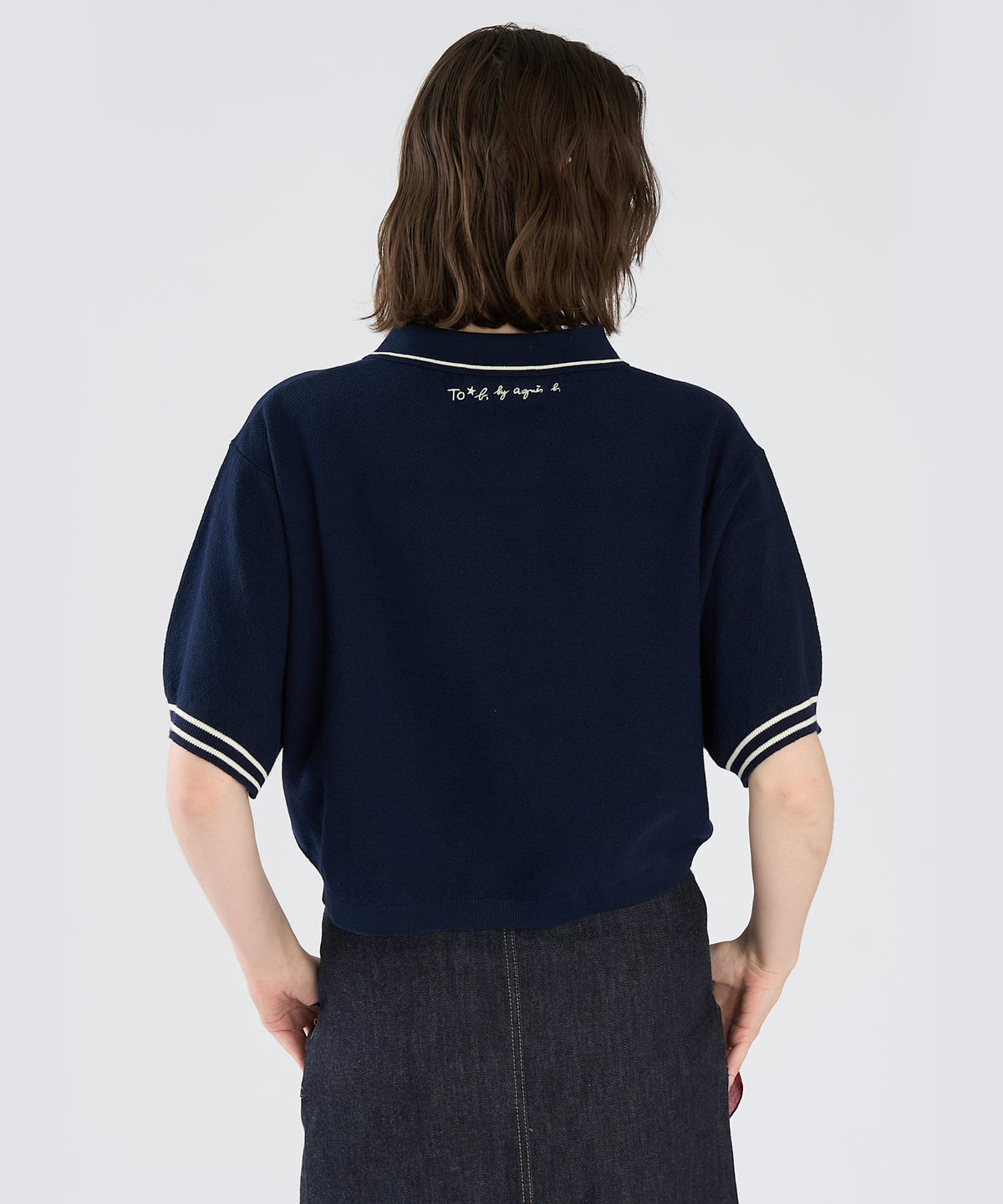 To b. by agnès b. スター 刺繍 コットン 半袖 ニット ポロシャツ イエロー系その他