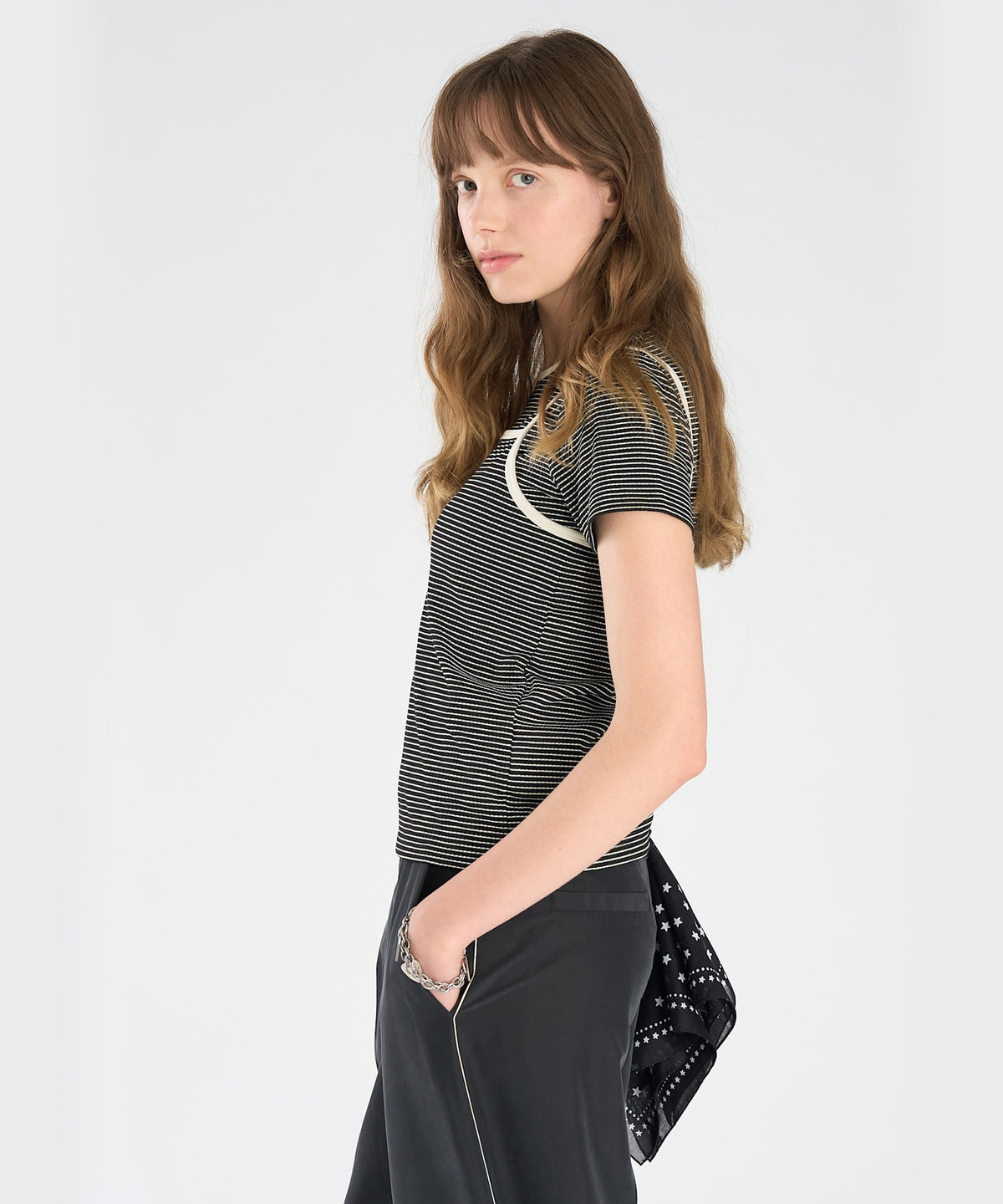 To b. by agnès b. ボーダー キャミソール＆Tシャツ ブラック