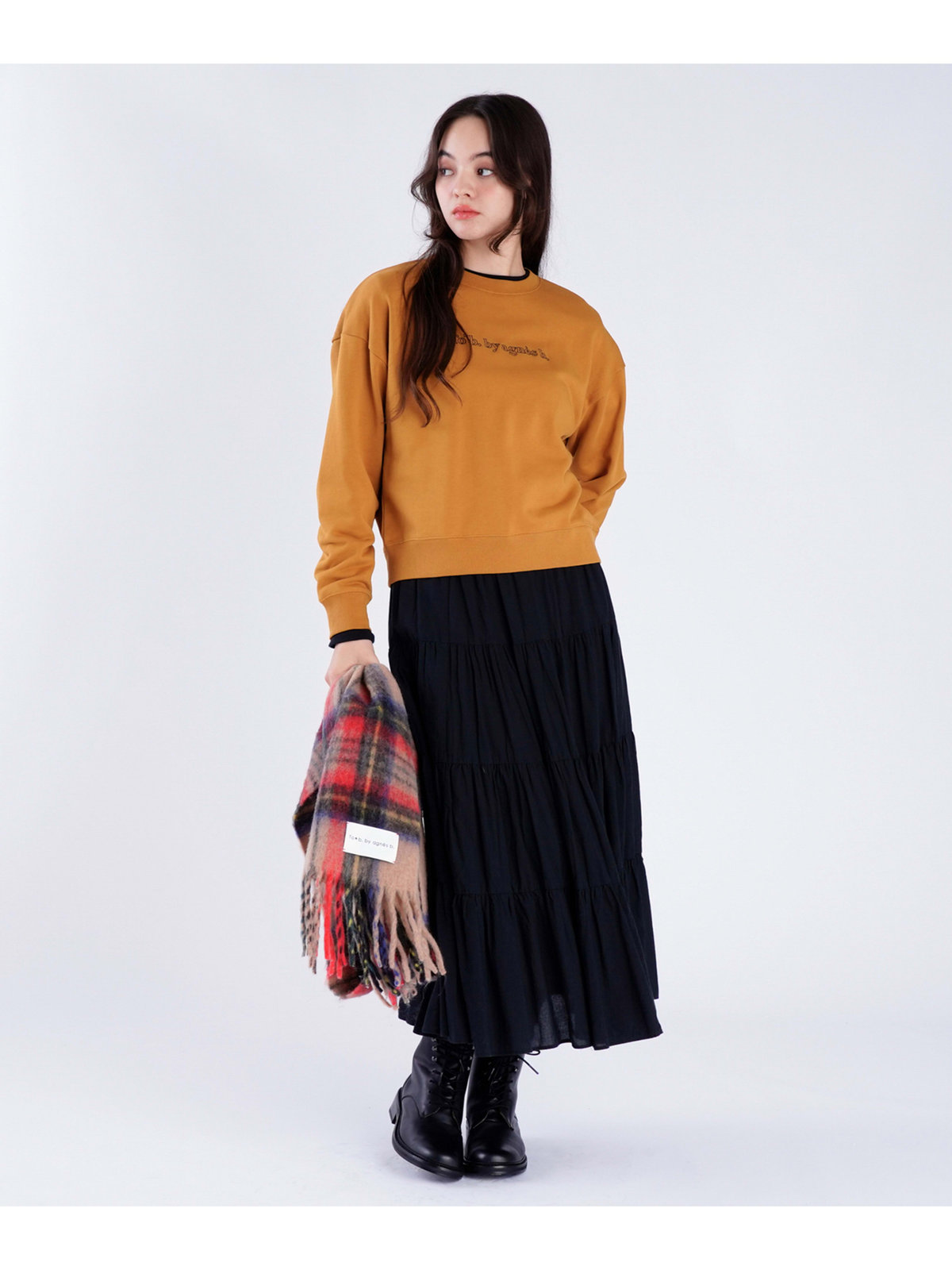 To b. by agnès b. 【Outlet】コットン ロゴ スウェットプルオーバー マスタード