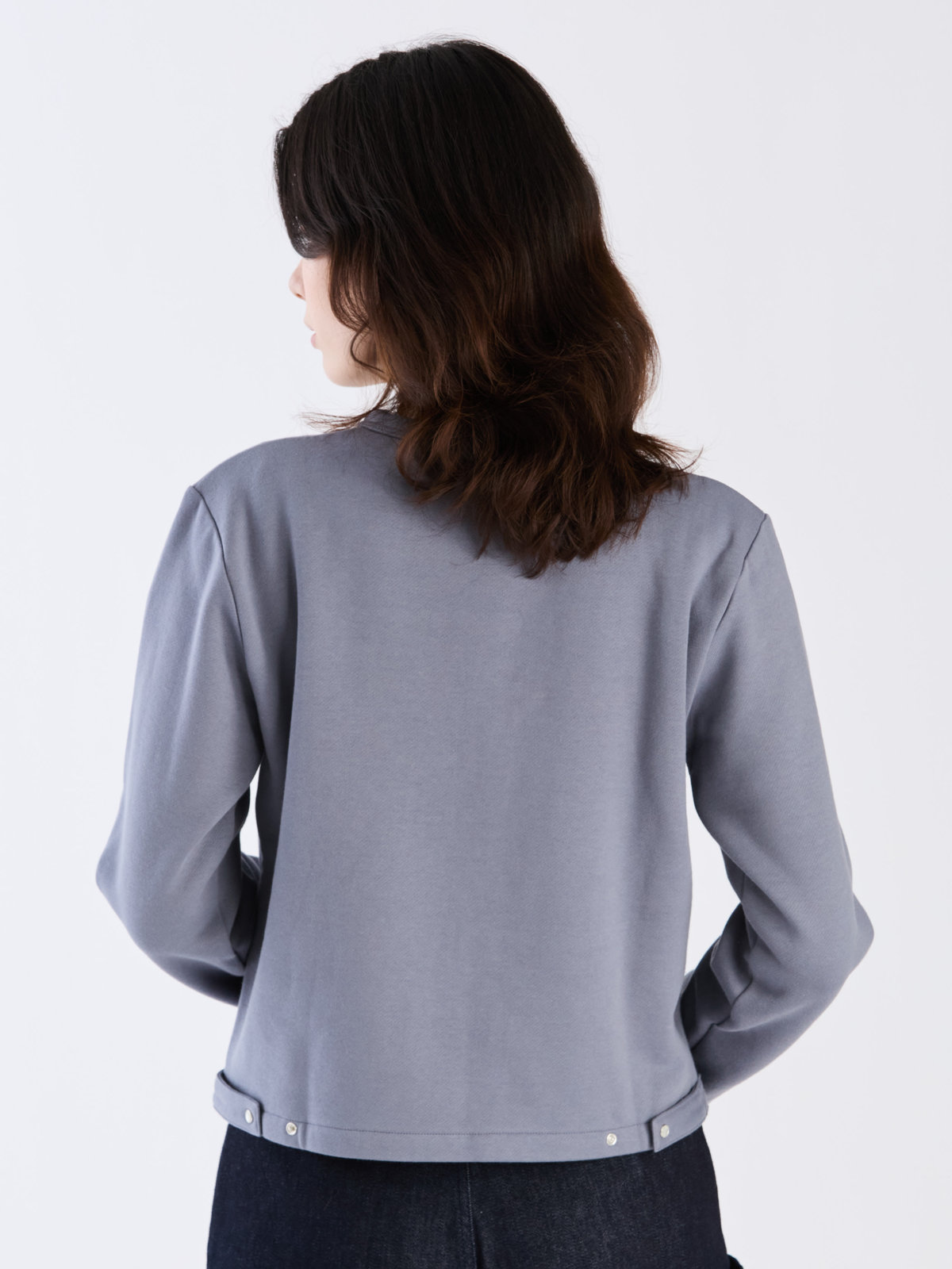 FEMME ウィメンズ オーガニックコットン メルトン 長袖 カーディガンプレッション ”Phone” グレー