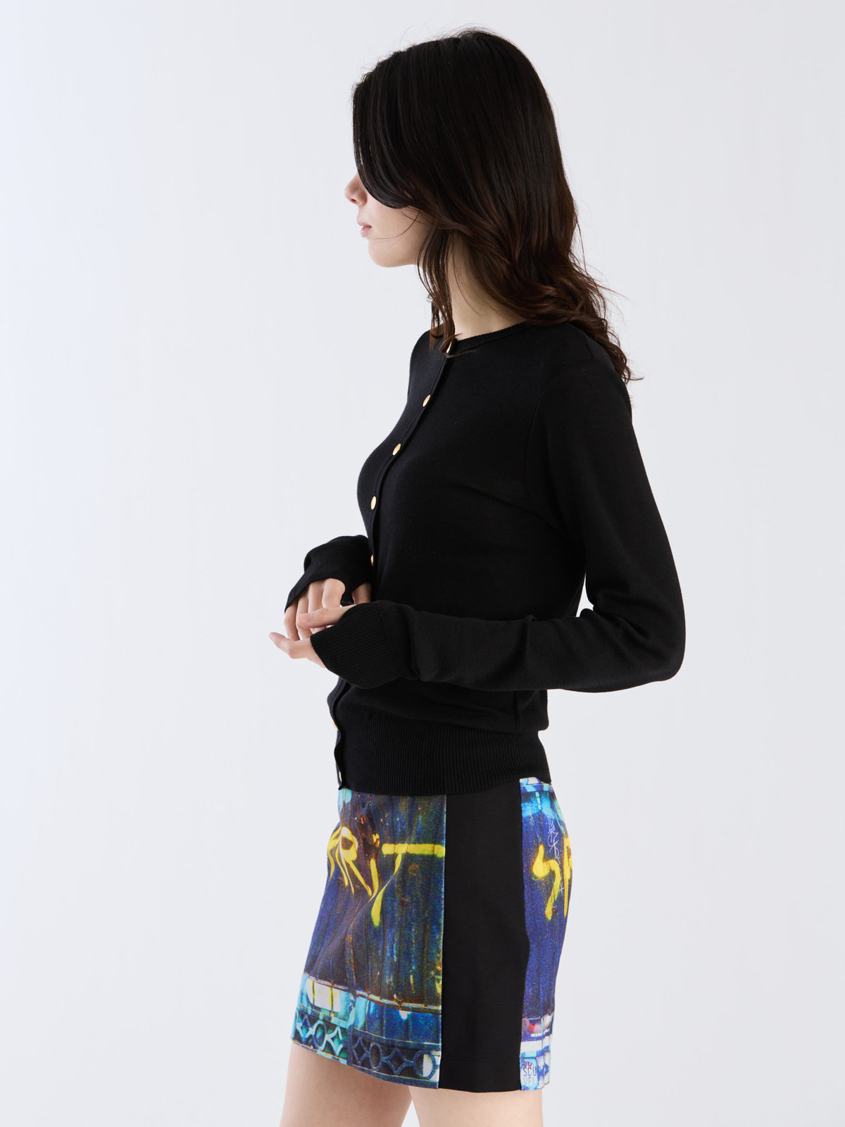 FEMME ウィメンズ 【Outlet】ウール ジャージー フィンガーレス カーディガンプレッション ブラック