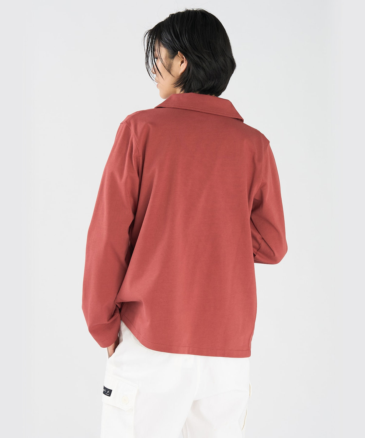 FEMME ウィメンズ コットン ジャージー 長袖 ジャケット "Mandarin" ブラウン系その他